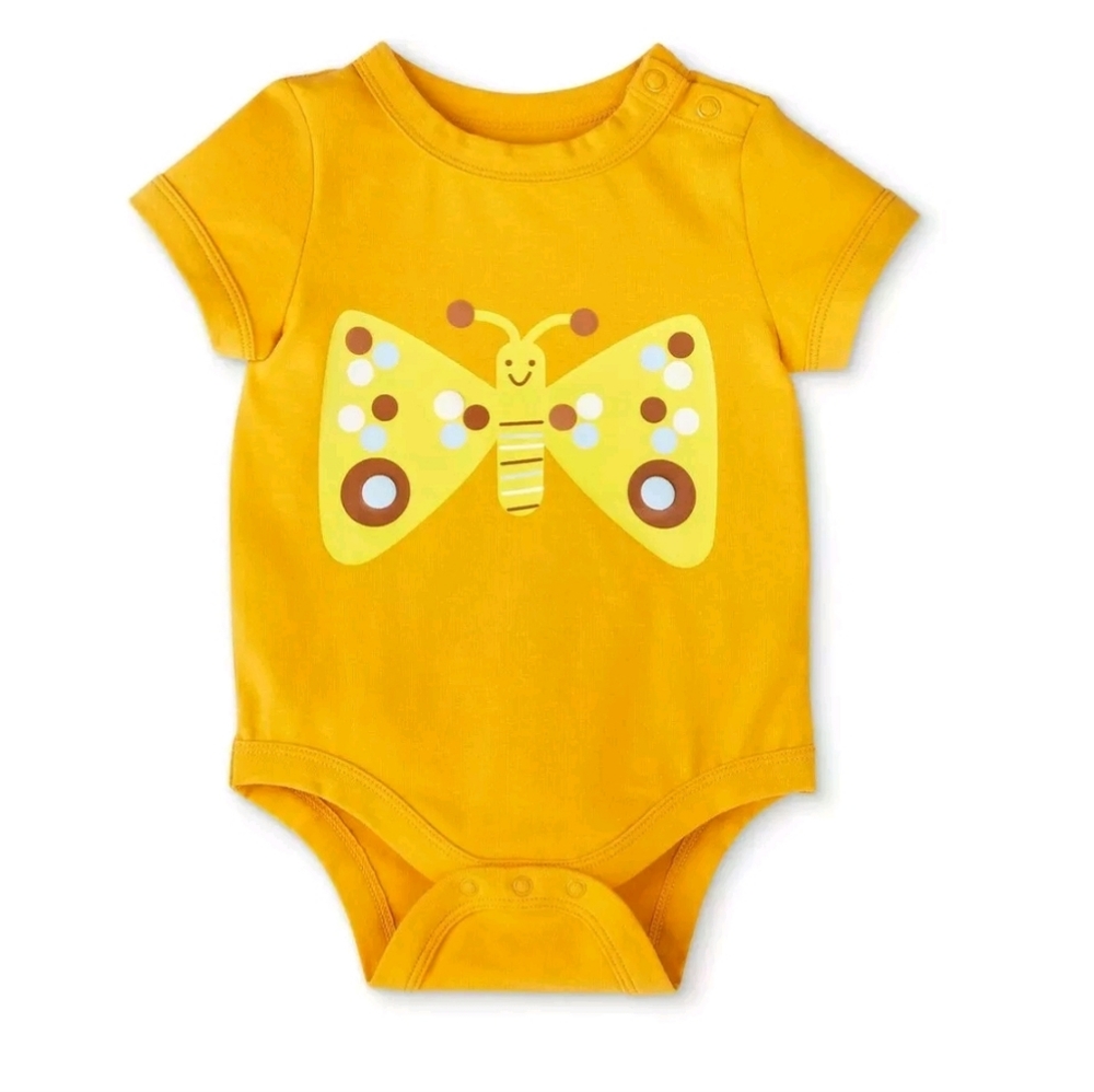 Christian Robinson Baby Butterfly Shoulder Button Short Sleeve Bodysuit